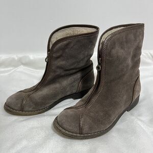 Nursace Booties Size EU 37/ US 6.5 Brown Suede Leather Boots Ankle Fur Lined